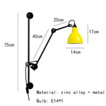 Gras BL Wall Lamp: Adjustable Chrome Long Arm Reading Light