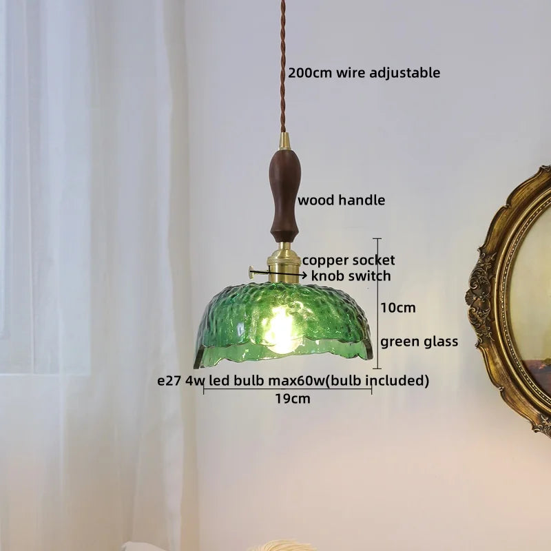 LED Glass Wood Pendant Lights | Modern Nordic Style Hanging Lamp for Home Décor