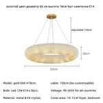 Crystal Luxury Loft Pendant Light with LED E14 Bulb for Living Room