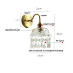 Vintage Crystal LED Wall Lights Pull Chain Switch Copper E14 Stair Fixtures