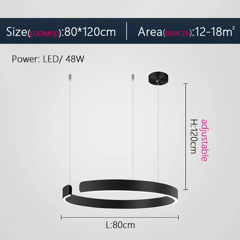 Nordic Ring LED Pendant Chandelier for Home Living Dining Kitchen Lighting
