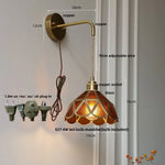 Afralia™ Amber Glass LED Wall Light for Bedroom & Staircase - Modern Nordic Plug-In Fixture