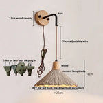 Afralia™ Nordic LED Wall Sconce Wood Cement Interior Home Decor Plug-In Bedside Light