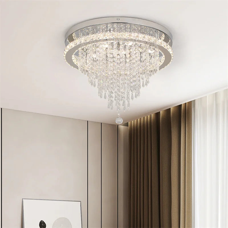 Crystal Ceiling Lamp Smart LED Chandelier Remote Control Hanging Decor