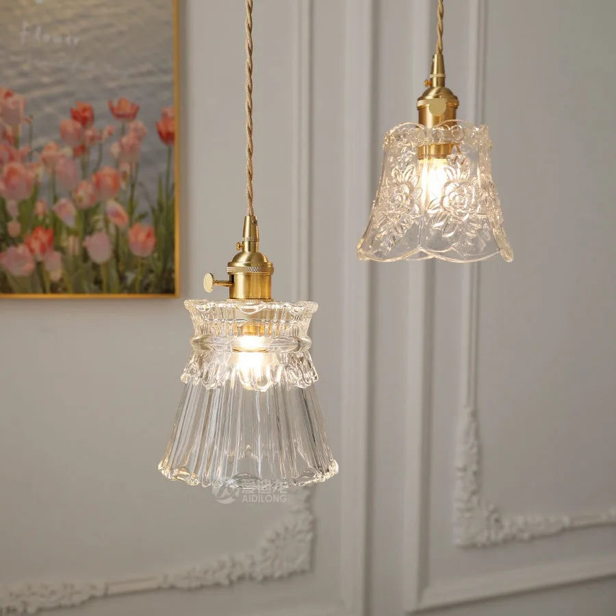 Afralia™ Clear Glass Copper Pendant Lights Adjustable Modern Wire Nordic Vanity Light