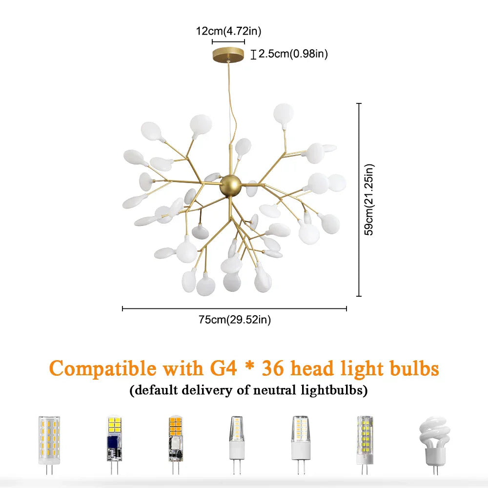 Firefly Ceiling Chandelier Pendant Lamp with G4 LED Lights for Home Décor