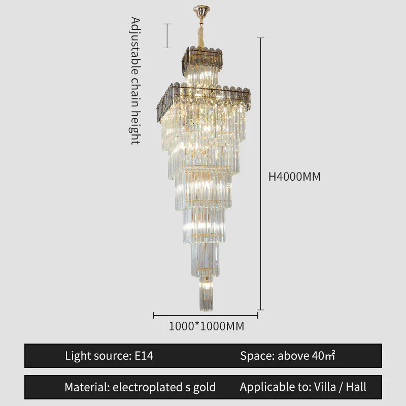 Nordic Duplex Villa Crystal Chandelier for Luxury Spaces