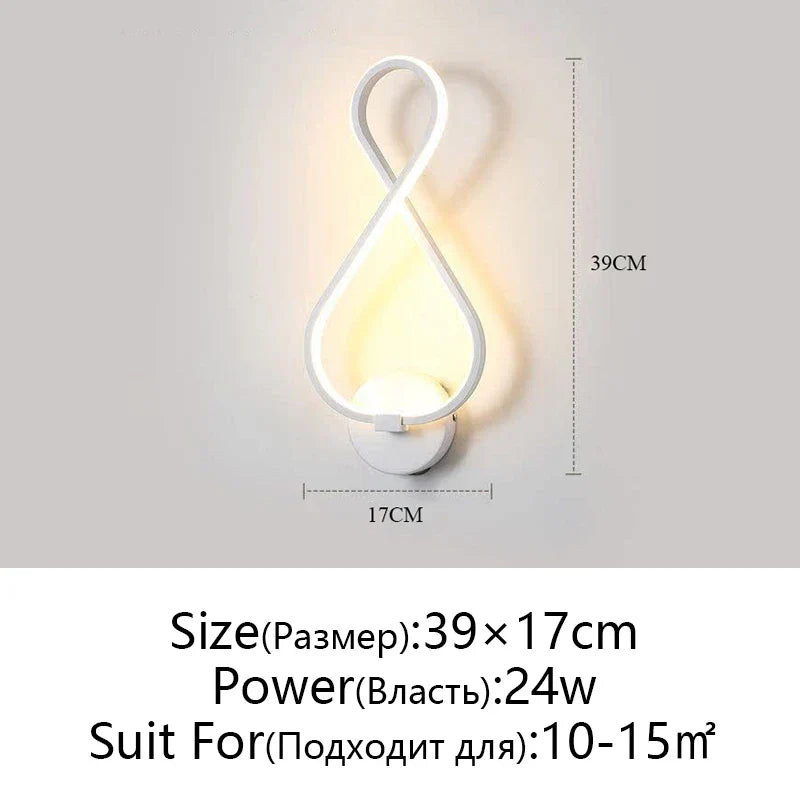 LED Wall Lamps Modern Minimalist Bedroom Living Room Lighting Black White