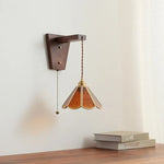 Nordic LED Glass Wall Lights for Bedroom, Living Room - Pull Chain Switch.