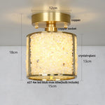 Handcrafted Glass Crystal Copper Ceiling Light Fixture for Dining Bedroom Kitchen