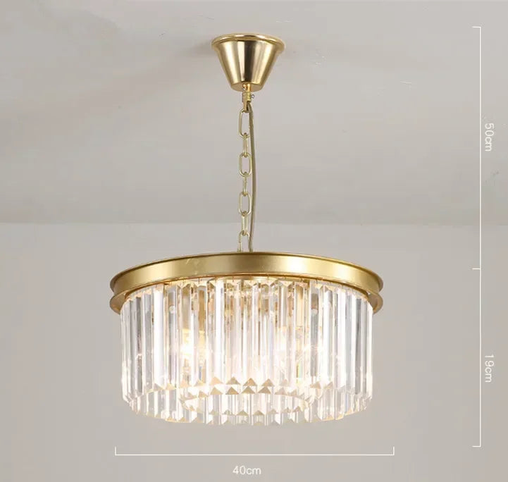 Metal Crystal Pendant Light Chandelier for Living Room, LED Hanging Lamp