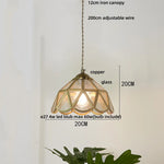 Afralia™ Copper LED Pendant Lamp Wood Globe Glass Nordic Modern Tiffany Hanging Lights