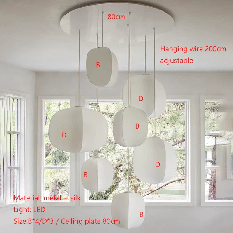 Silk Chandelier: Nordic Wabi Sabi LED Pendant Light for Home, Bar, and Dining Room