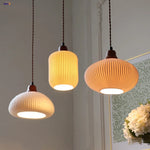 Ceramic Wood LED Pendant Lights - Adjustable Vintage Hanging Lamps
