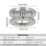 Crystal LED Ceiling Light: Stainless Steel Round Fixture for Bedroom, Kitchen, Bathroom