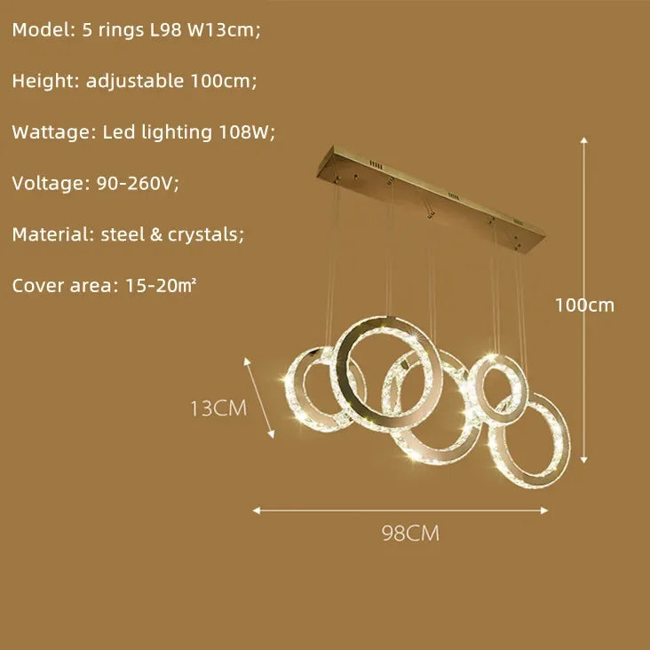 Afralia™ Crystal Circle LED Pendant Chandelier for Dining Room