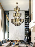 Crystal Loft Chandelier: Modern Luxury Pendant Light for Living Room or Hotel Lobby