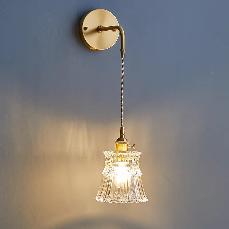 Clear Glass LED Wall Lamp Pull Chain Switch Modern Luxury Home Decor