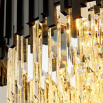 Oval LED Crystal Chandelier: Modern Black Pendant Light for Living Room, Bedroom, Dining Room