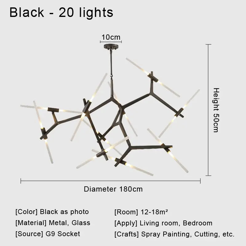 Glass LED Chandelier Ceiling Light for Modern Nordic Design Home Decor