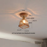 White Ceramic LED Ceiling Lamp Wood Ash Nordic Modern Copper Light