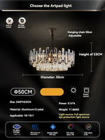 Gold Crystal Ceiling Chandelier: Luxury Modern LED Pendant for Home Décor