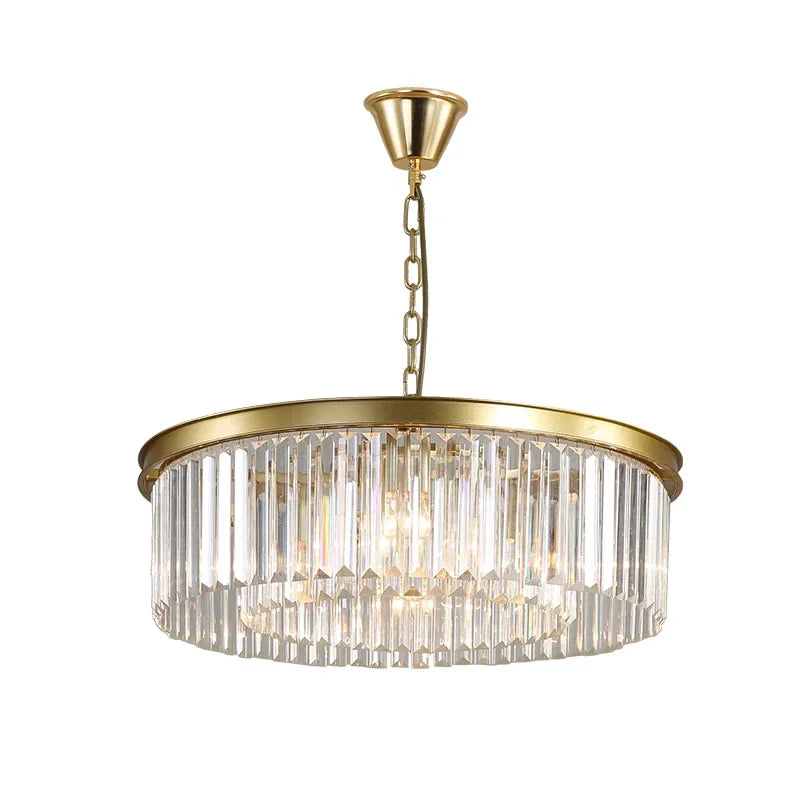 Gold Black Metal Crystal Pendant Lights Chain Hanging LED Suspension Lamp Fixtures