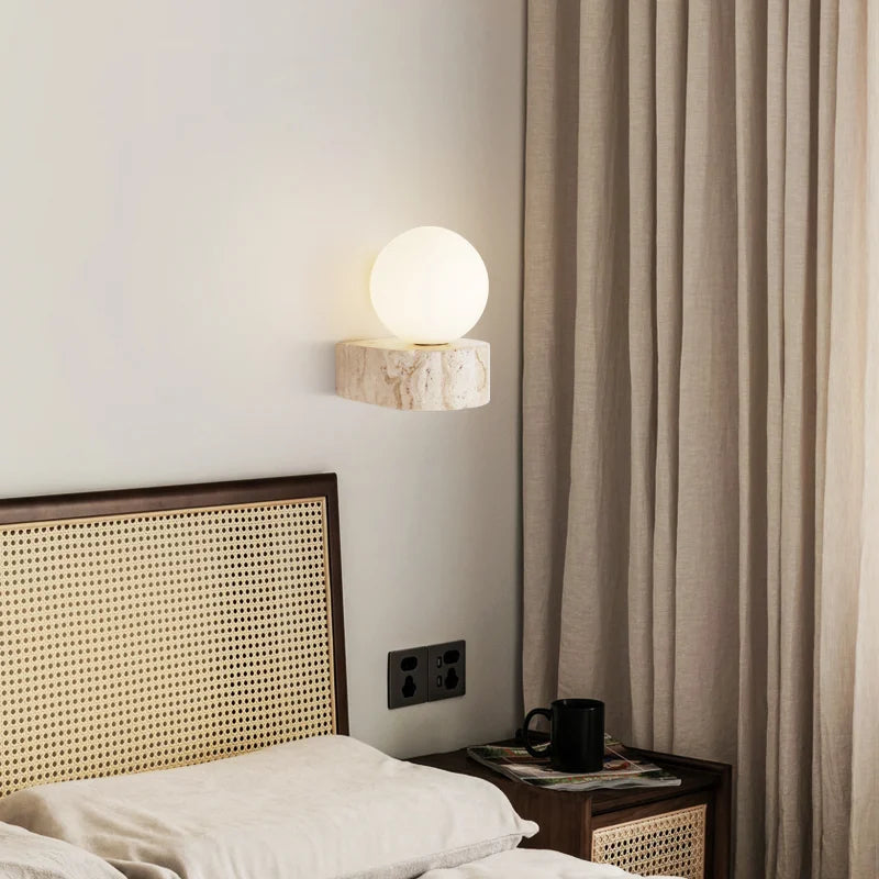 Modern LED Travertine Wall Sconce