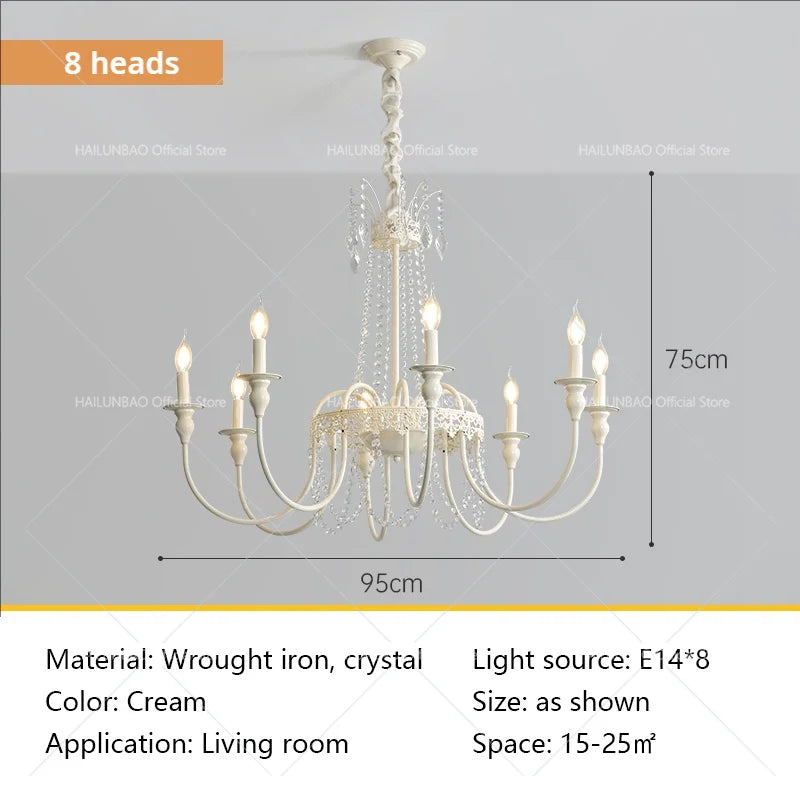 French Light Luxury Living Room Chandelier American Atmosphere Candle Lamp