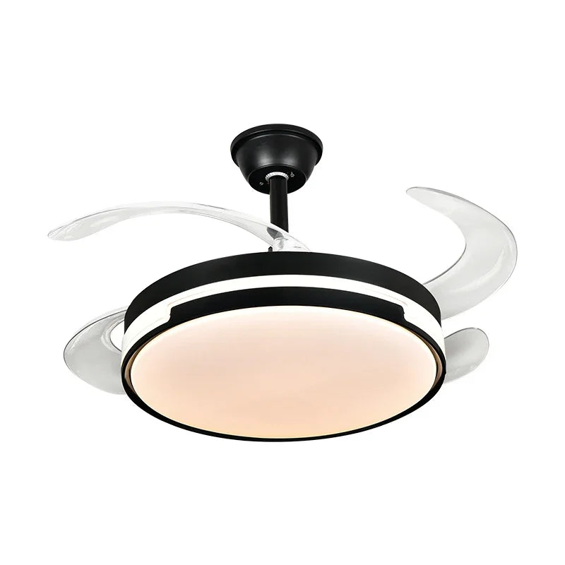Invisible Ceiling Fan with LED Light, Retractable Blades, Remote Control