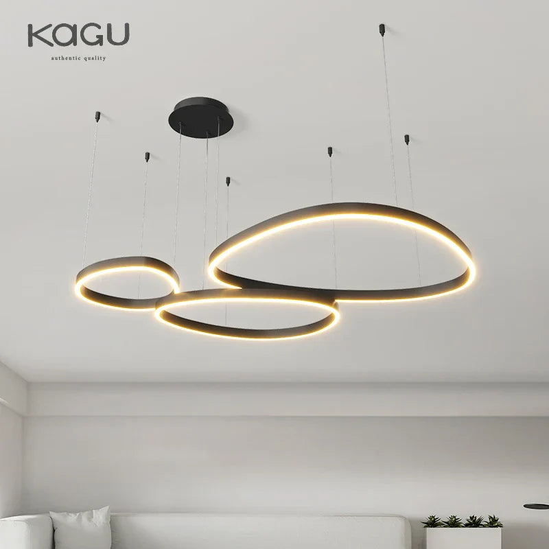 Modern Brushed Rings LED Chandelier Ceiling Light for Living Room Bedroom