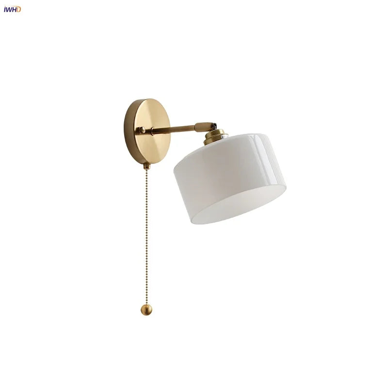Modern White Glass Wall Sconce LED Lamp Rotates Up Down for Bathroom Stair Mirror
