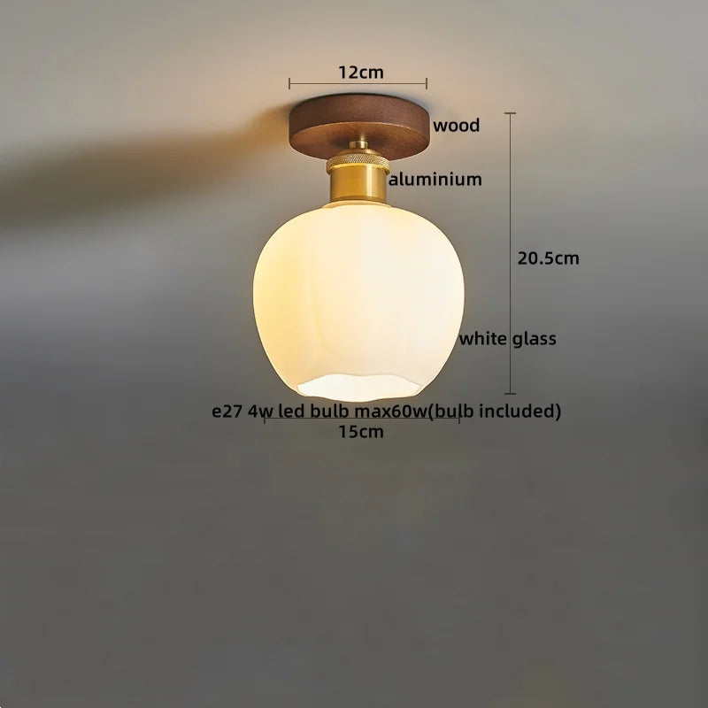 Wood Glass LED Ceiling Lights Modern Luminaria De Teto for Home Décor