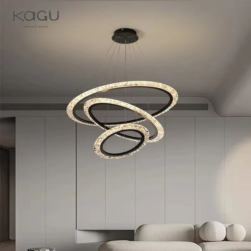 Modern Luxury Gold Ring LED Pendant Chandelier for Living Room & Bedroom