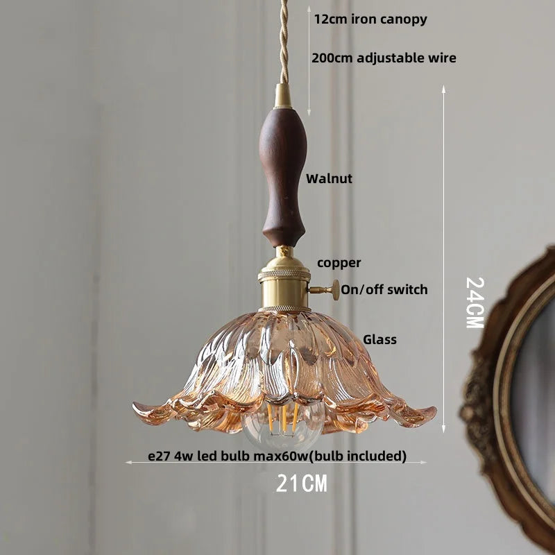 Yellow Glass LED Pendant Lights with Adjustable Hanging Lamp