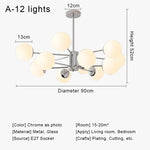 Glass Ball LED Ceiling Chandelier for Modern Living Room and Bedroom