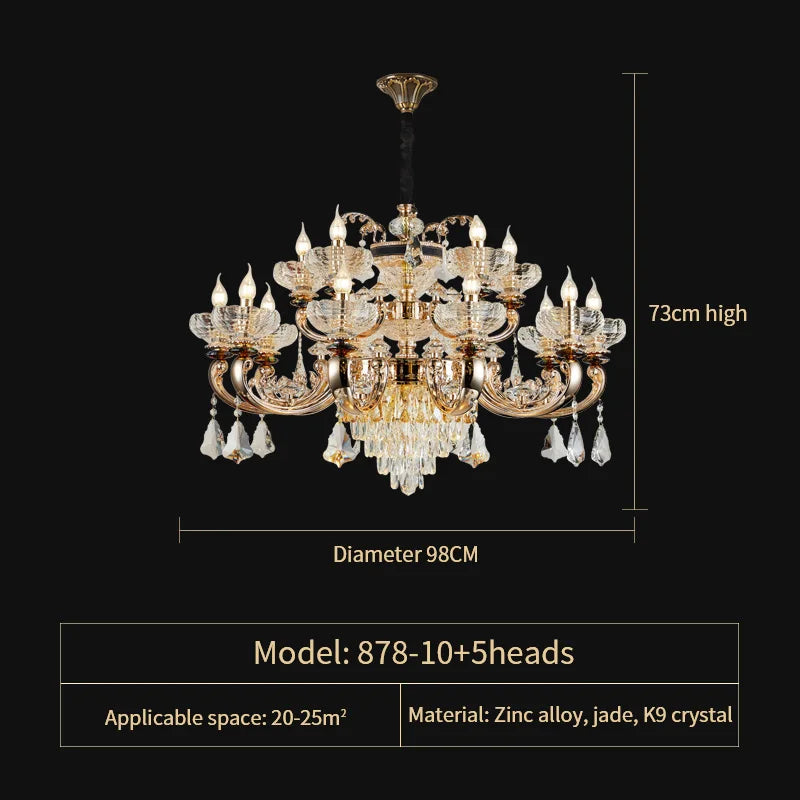 Crystal Candle Chandelier for Home Living Room Dining Bedroom