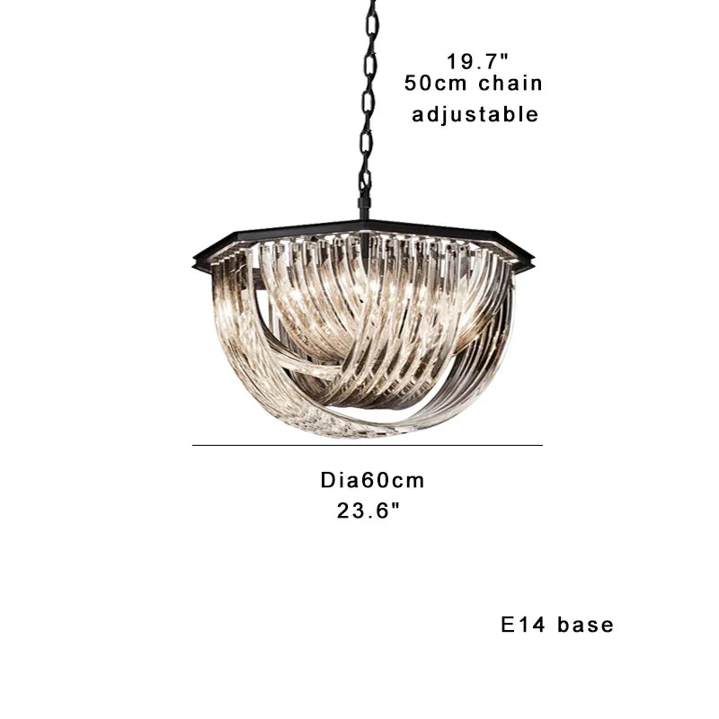 Black Stainless Steel Crystal Glass Ceiling Chandelier - LED Dimmable Luxury Nordic Light