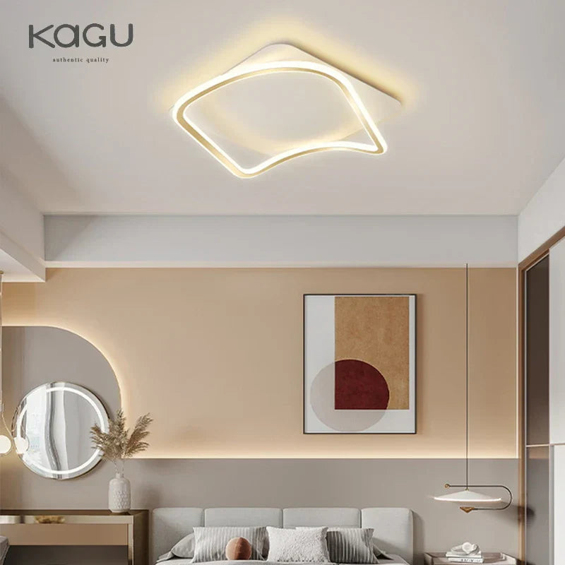 Golden LED Ceiling Chandelier: Modern Simplicity for Living, Dining, and Bedrooms