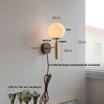 White Glass LED Wall Sconce with Pull Chain Switch & Copper Base