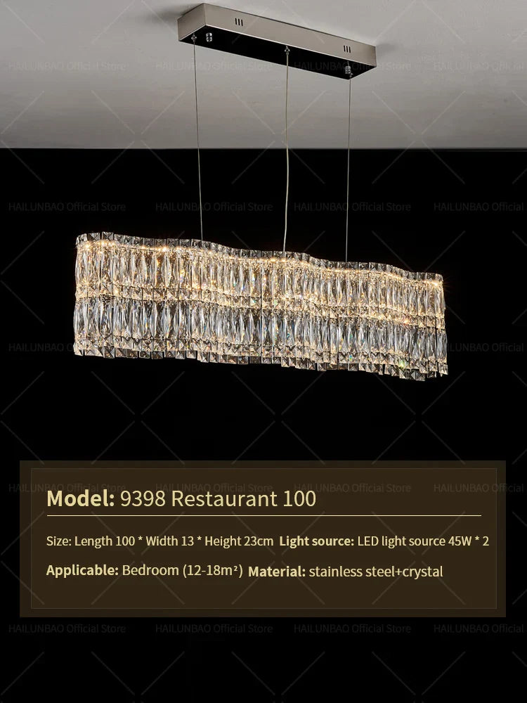 Crystal Luxe Chandelier for Modern Living Room, High-End Restaurant Light