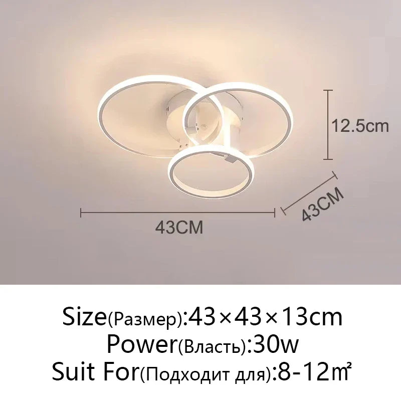 Modern LED Ceiling Chandelier in Gold & Black for Living Room, Bedroom, Study - Dimmable Indoor Lighting