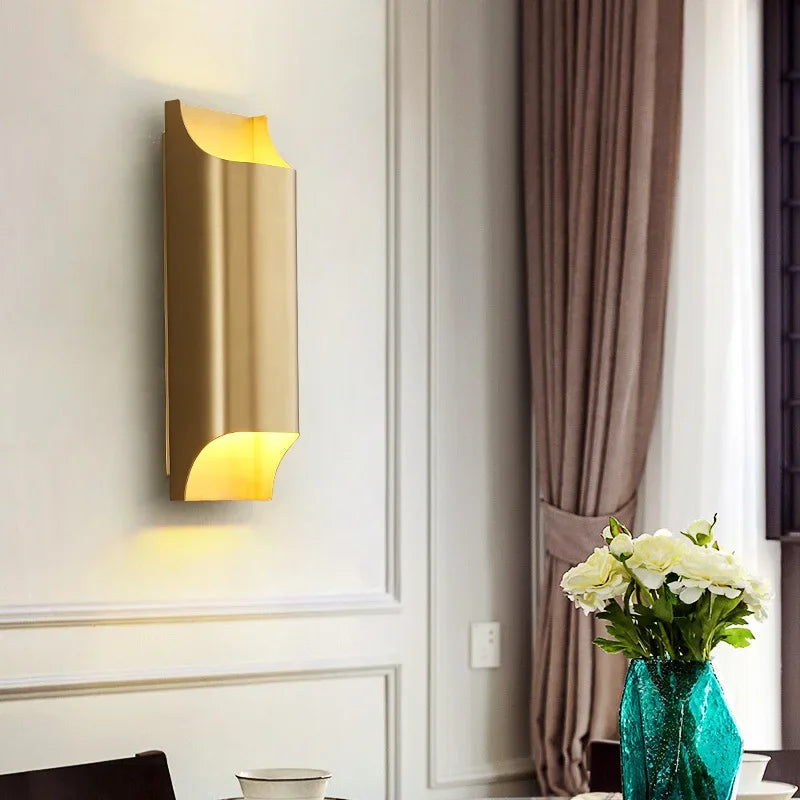 Contemporary Copper Brass Wall Sconce Minimalist Design for Study Living Room Bedside