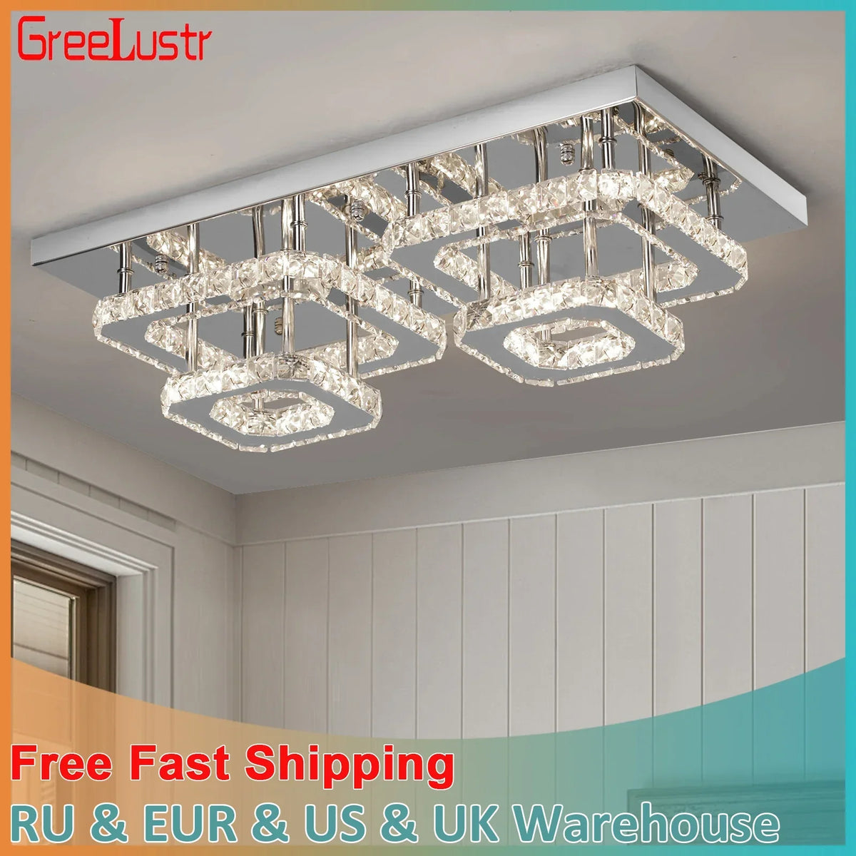 Crystal Ceiling Chandelier: Luxury LED Pendant Lighting for Modern Living Room Decor
