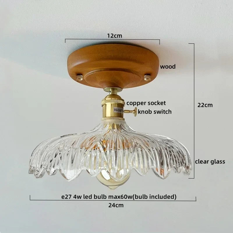 Walnut Copper LED Ceiling Light Modern Home Lighting Luminaria