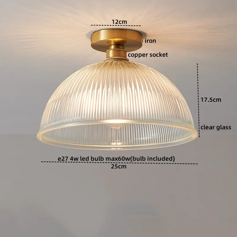 Glass Copper LED Ceiling Light - Simple Art Decorative Chandelier