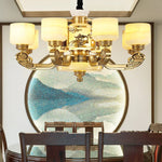 Natural Jade Chandelier - Luxurious Zhongshan Lamps for Dining, Bedroom, and Living Room