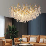 Gold Crystal Chandeliers for Dining Room Branch Hanging Lamp Large Lighting