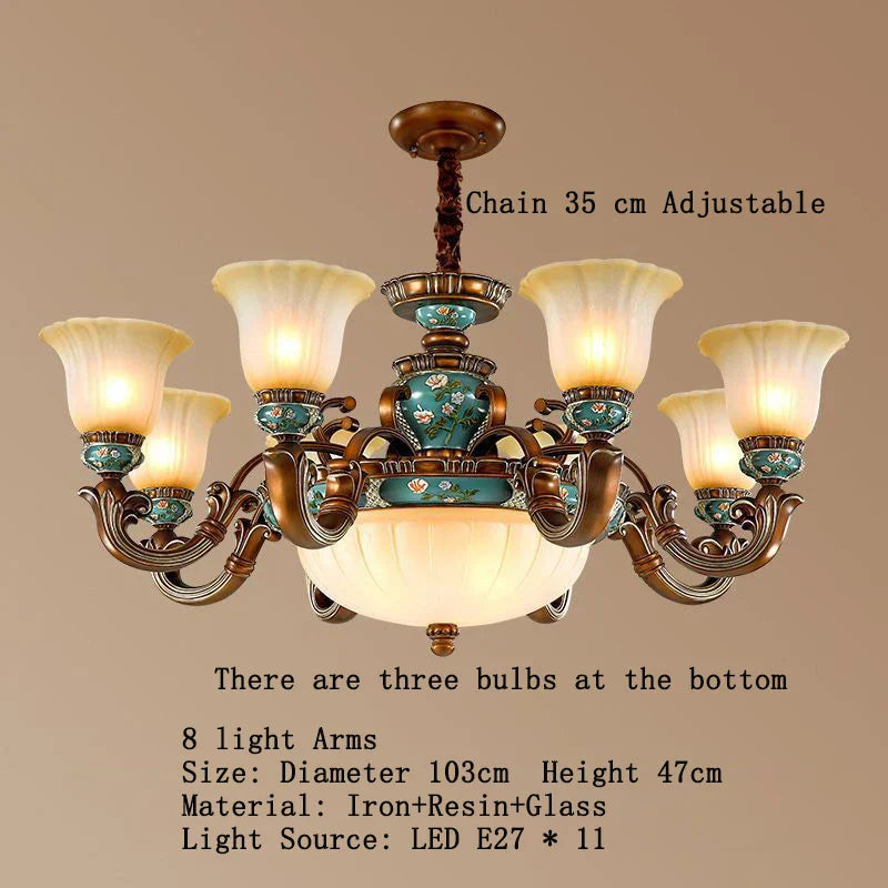 Classical Resin Chandelier for Luxurious Living Room, Dining Room, and Bedroom Lighting