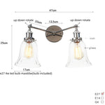 2 Head LED Wall Lamps Iron Glass Bedroom Stair Light Fixtures